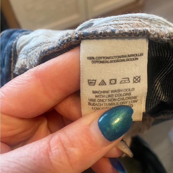 Free people distressed denim shorts with crochet detail - Picture 5 of 5